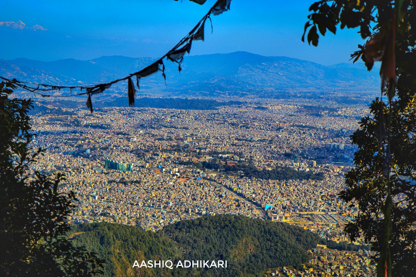 Kathmandu Valley as seen from Jamacho height, Shivapuri-Nagarjun National Park.